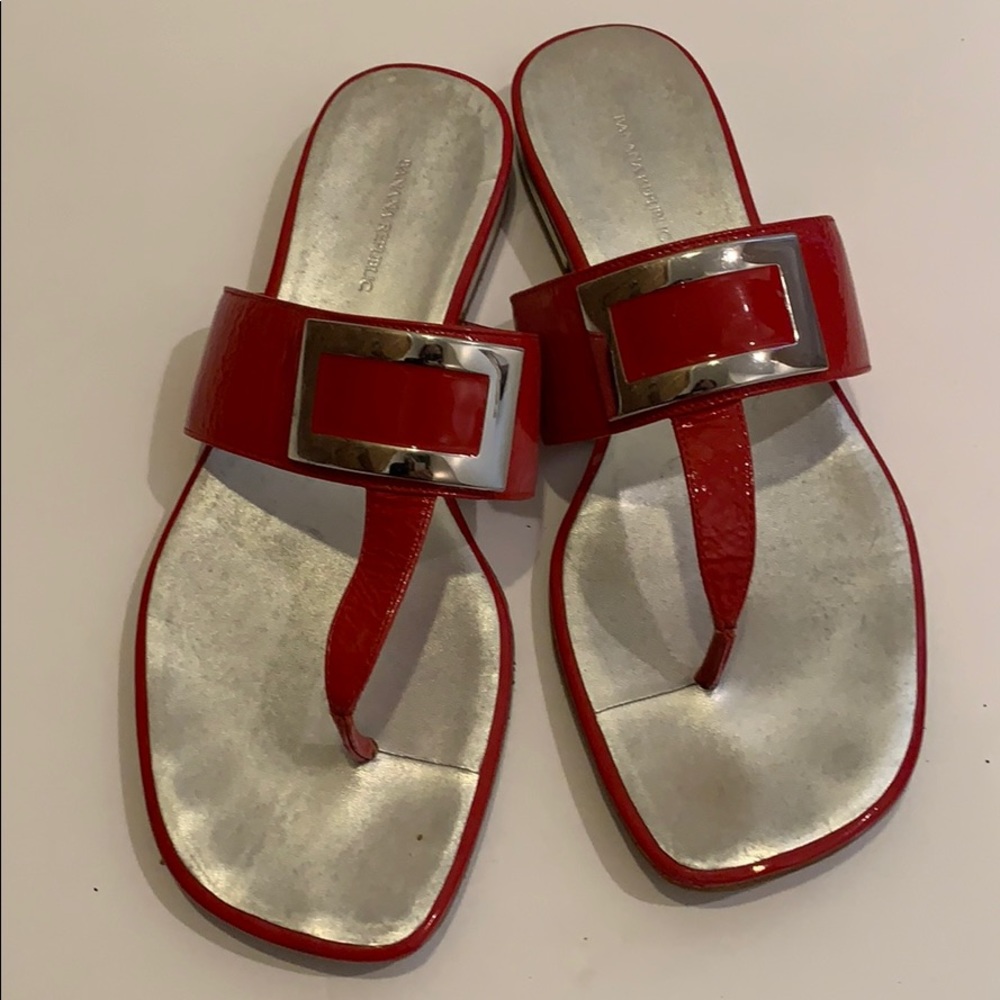 BANANA REPUBLIC Red Patent Thong Sandal -9